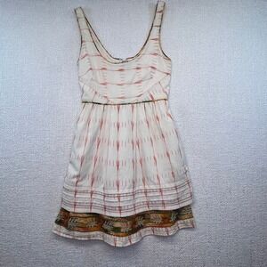 New‎ Romantics Dress Sleeveless Cream Orange Tribal Mini Boho Indie Festival